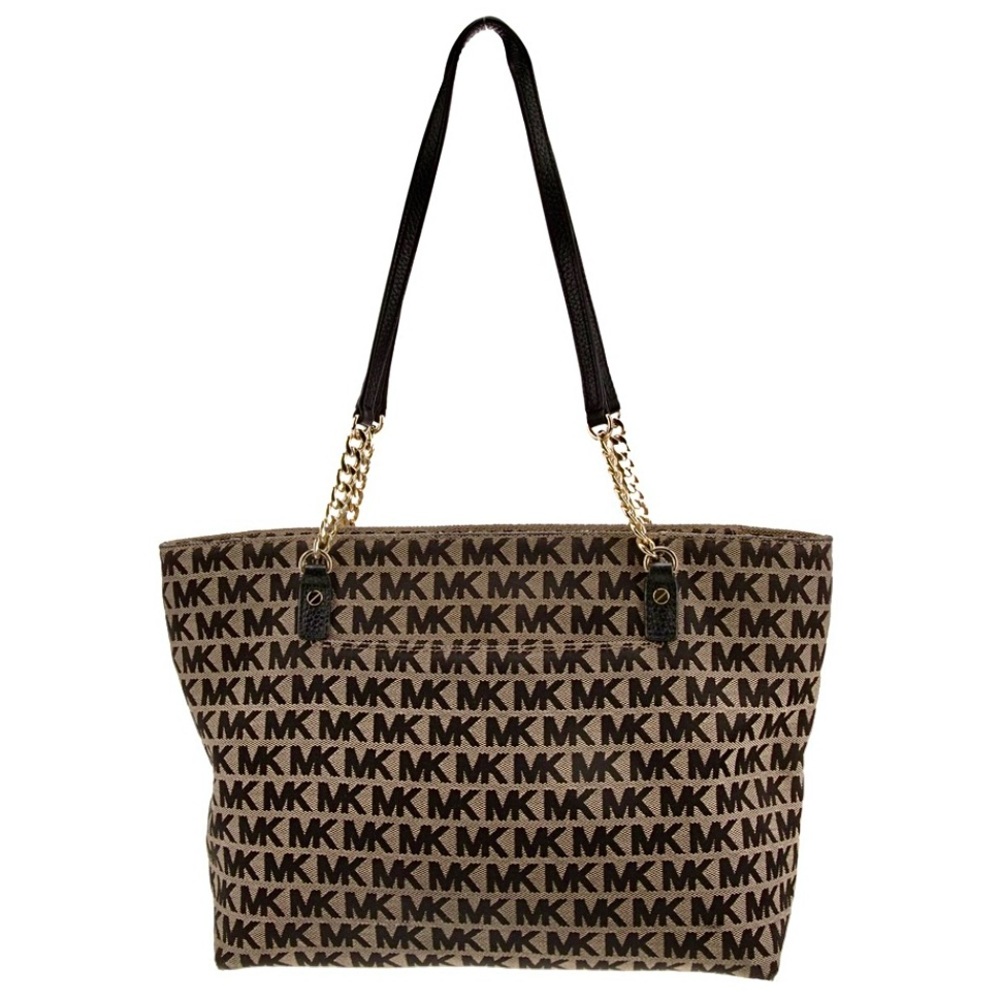 MICHAEL KORS MK Monogram Shoulder Canvas Tote Bag Purse Logo Designer Gold